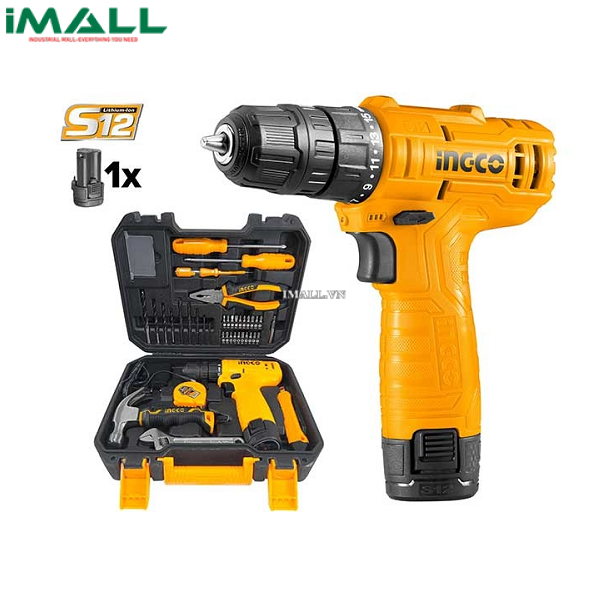 Máy khoan dùng pin và bộ đồ nghề 81 chi tiết Ingco HKTHP10811 (12V)