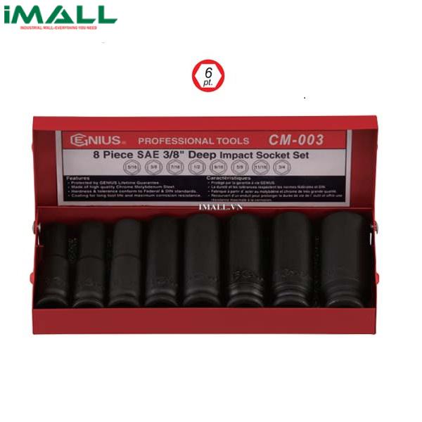 Bộ Khẩu Loại Dài Dùng Cho Súng 3/8" GENIUS CM-003 (8 Chiếc 5/16"~3/4")
