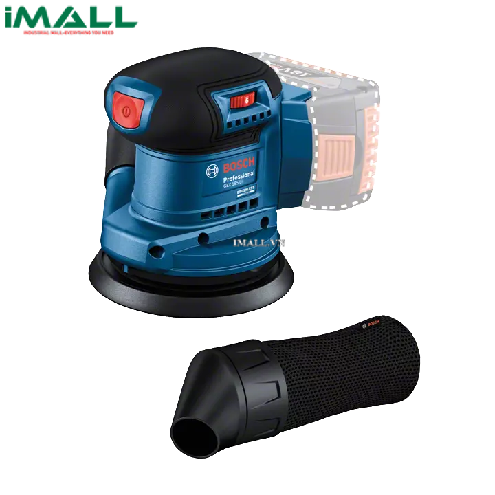 Máy chà nhám rung tròn đa năng dùng pin 18V Bosch GEX 185-LI (SOLO, 06013A5080)