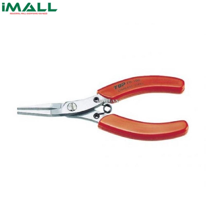 Kìm nhọn không gỉ mũi bằng có răng cưa TOP KOGYO FN-103N