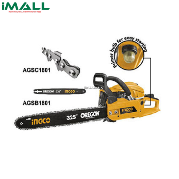 Máy cưa xích dùng xăng INGCO GCS45182 (1.8kW /18")
