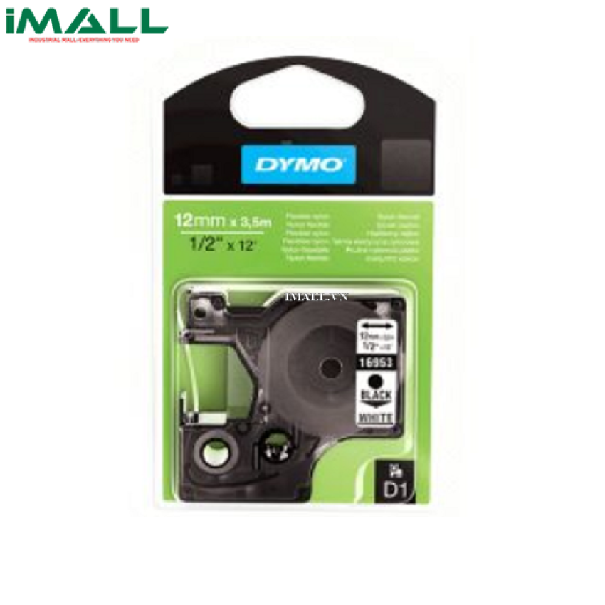Tem nhãn D1 polyester bền chữ đen trên nền trắng DYMO 63020698 (12mm x 5.5m)