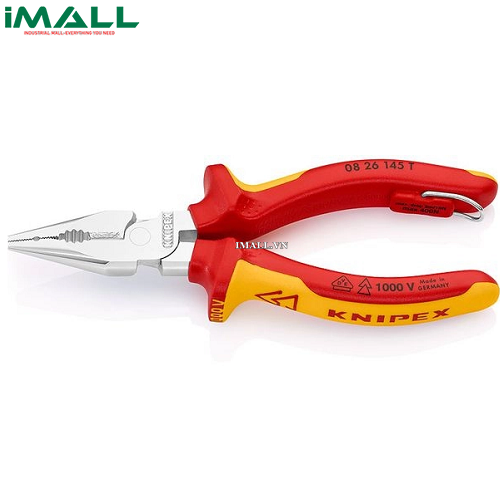 Kìm Đa Năng Mũi Thon cách điện 1000V Cán Đúc 145mm Có Móc Treo Knipex 08 26 145 T BK