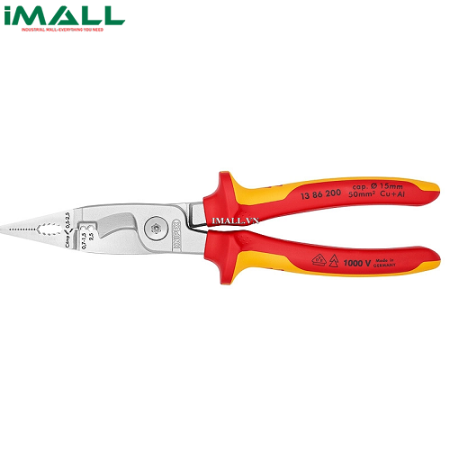 Kìm Lắp Điện 6 Chức Năng cách điện 1000V Knipex 13 86 200